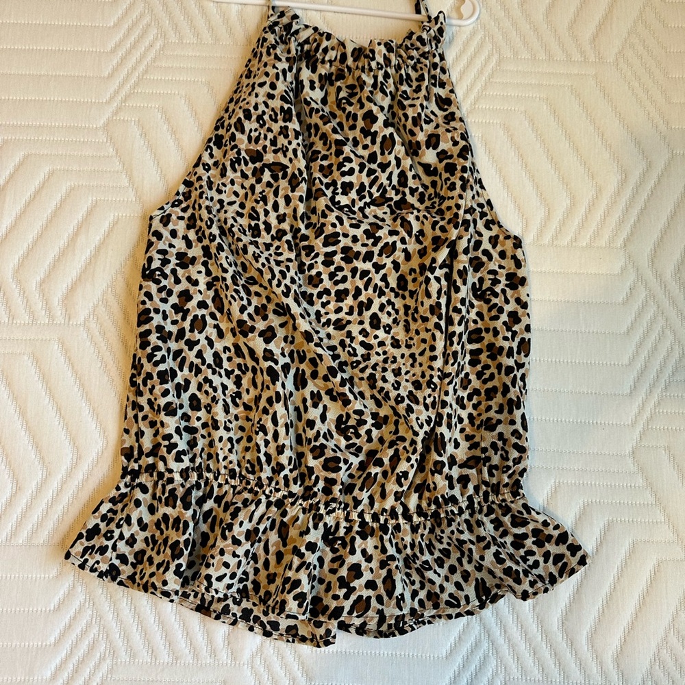 L&B Lucky and Blessed Leopard Print Halter Top Y2K Core